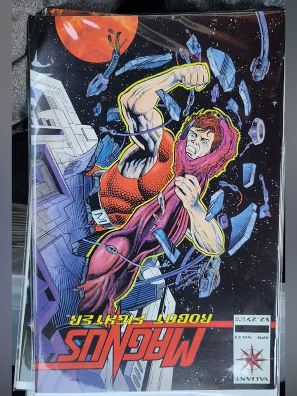 Vintage Comic Art Print - Superhero in Red and Purple Costume